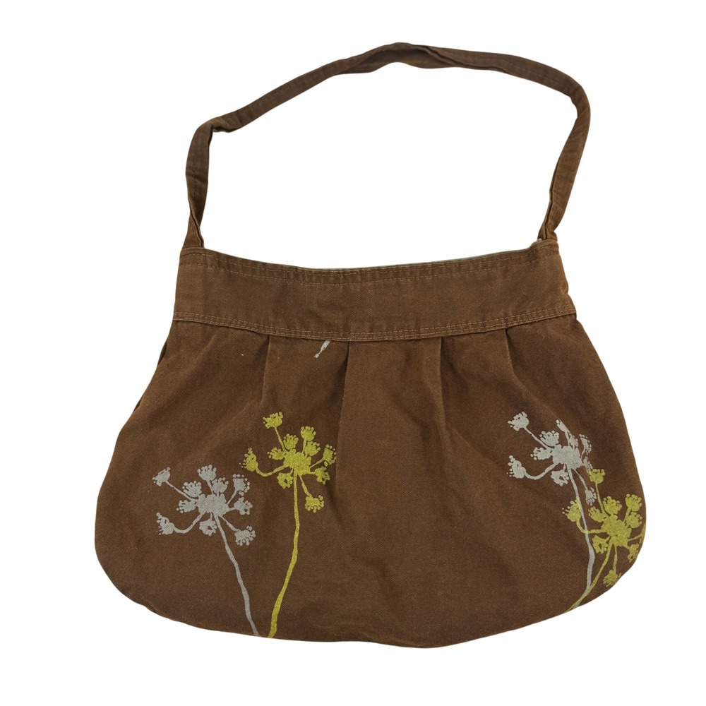 Brown Canvas Shoulder Bag‎ Dandelion Print Boho Casual Y2K Boho Fairy Artsy